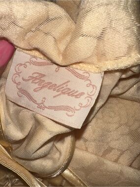 Vintage Y2K Angelique buttery yellow floral velvet babydoll mini dress - large